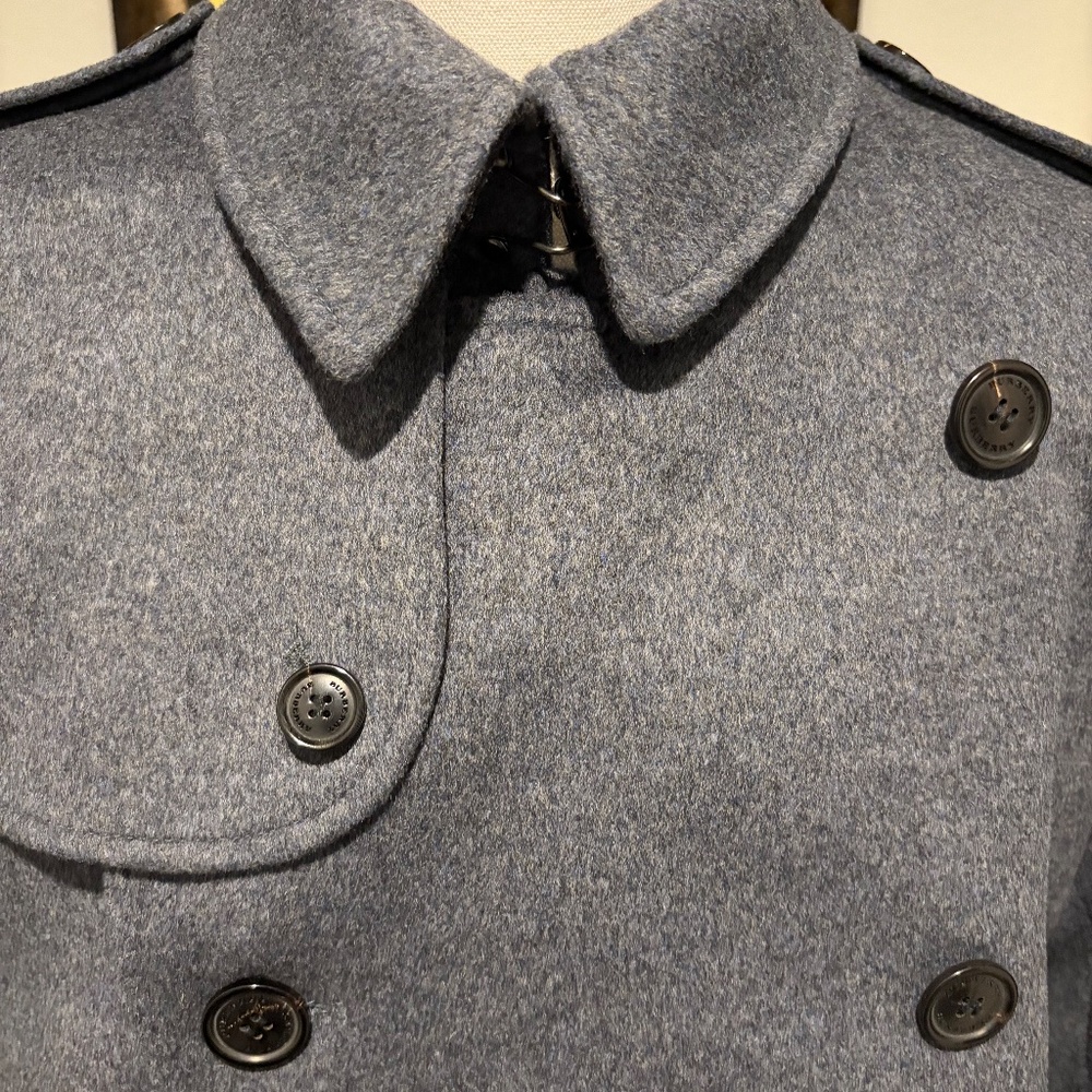 Burberry Mens Trench Coat - Mint Condition Wool and Cashmere Grey Size 40 - Picture 7 of 9
